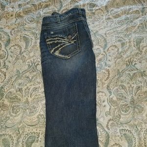 Silver Jean's, size 22. Destructed flare